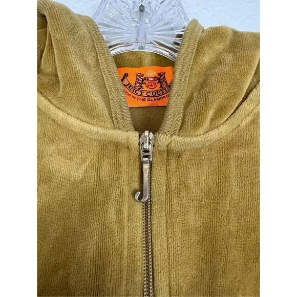 Vintage Juicy Couture Track Jacket S Brown Velour Spell Out Zip Hoodie Y2K USA - Picture 3 of 10
